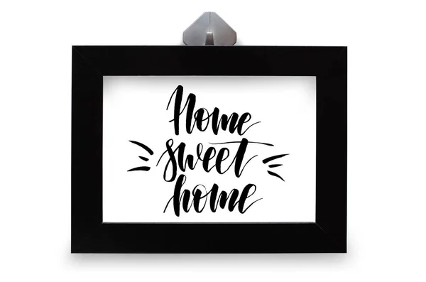 Home Sweet Home Handwritten Text Modern Calligraphy Black Photo Frame — Stock Photo, Image