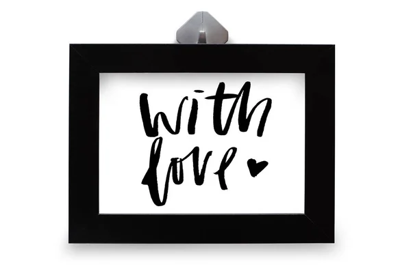 Love Handwritten Text Modern Calligraphy Inspirational Quote Black Photo Frame — Stock Photo, Image