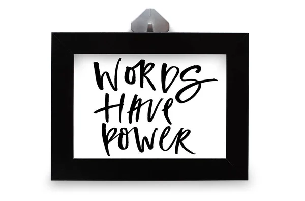 Palavras Têm Poder Texto Escrito Mão Caligrafia Moderna Citação Inspiradora — Fotografia de Stock