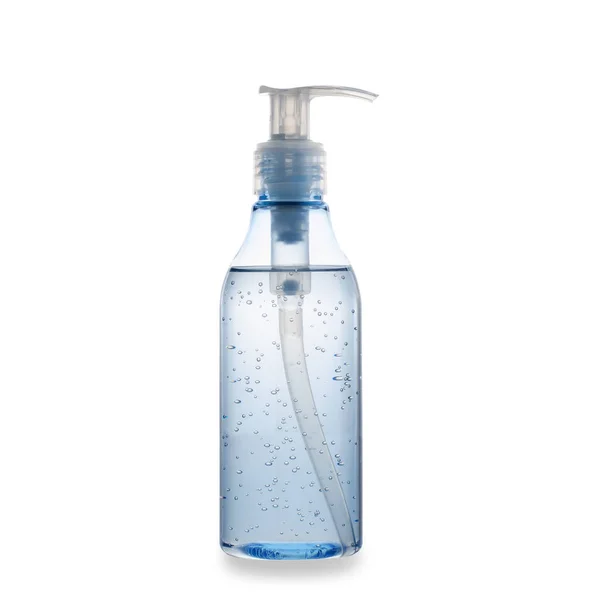 Micellar gel in a clear plastic bottle. Isolated on white background — Stock Photo, Image