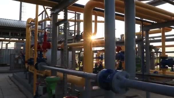Gas Oil Production Pipeline System Equipment Gas Production Station — Stock Video