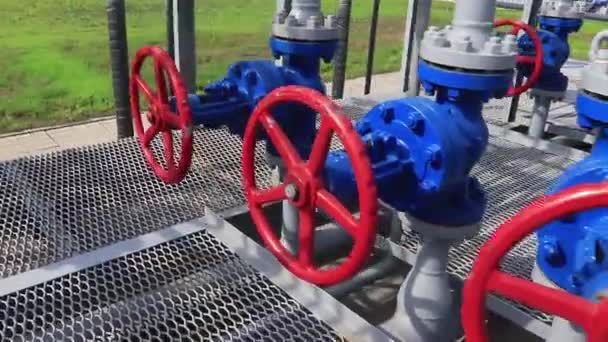 Ventiel Leidingen Van Installatie Voor Winning Verwerking Van Gas — Stockvideo