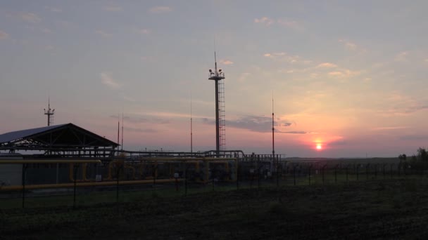 Zařízení Zpracování Plynu Oleje Východ Slunce — Stock video