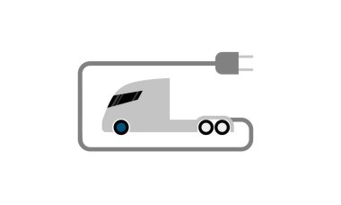 Elektrik kamyon düz simgesi