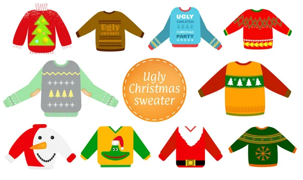 Ugly Christmas sweaters vector set — Stock Vector