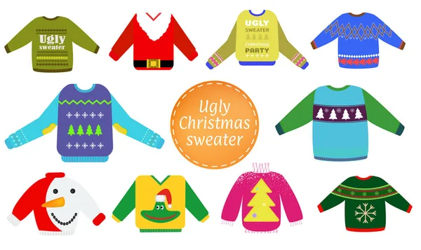 Ugly Christmas sweaters vector set — Stock Vector