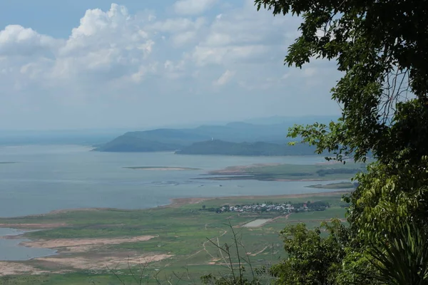 Doğa Geçmişi Dramatik Bulutlar Dağ Ağaçlı Nehir Hin Chang View — Stok fotoğraf