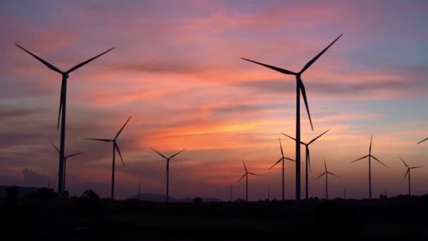 时间流逝 晚上的风力涡轮机 — 图库视频影像