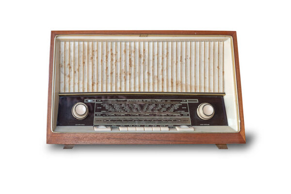 Retro radio isolated on white background with clipping path.