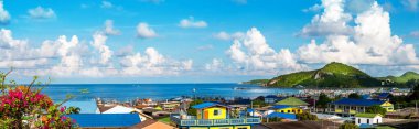 Panorama, samaesarn Sattahip ilçe köyünde balıkçı köyü manzarası-Chonburi İli Tayland