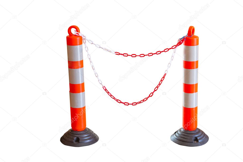 Stand chain barriers with red and white chain