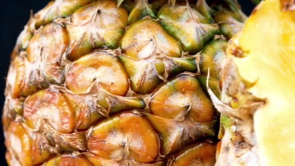 Dolly Shot Bir Ananas Bir Makro Animasyon Yarısında Kesilmiş Tohum — Stok video