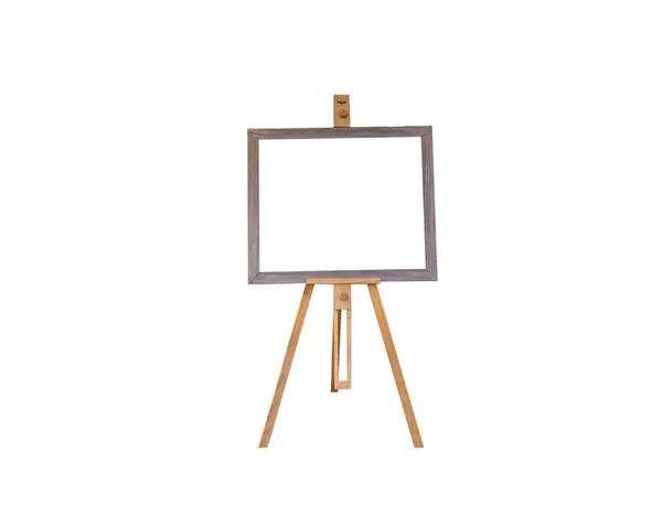 Blank Art Frame Wooden Easel Front View Isolated White Included — Stock Photo, Image