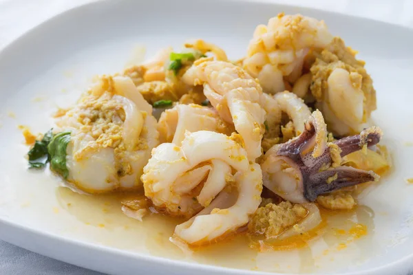 Thai Food Stir Fried Squid Curry — стоковое фото