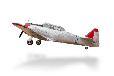 Retro uçak yere beyaz çarptı.kırpma yolu ile