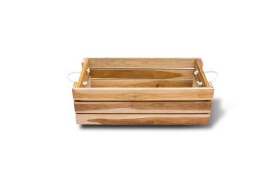 Boş tahta kutu kırpma yolu ile beyaz arka plan üzerinde izole.