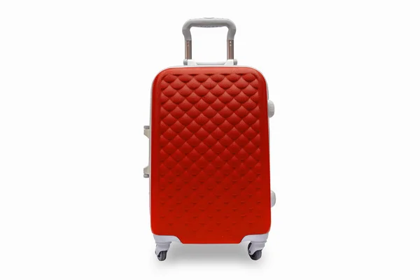 Suitcases Red Isolated Clipping Path — Stock Photo, Image