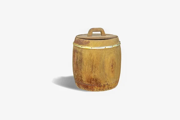 Wooden oak barrel isolated on white background,with clipping pat — Stockfoto