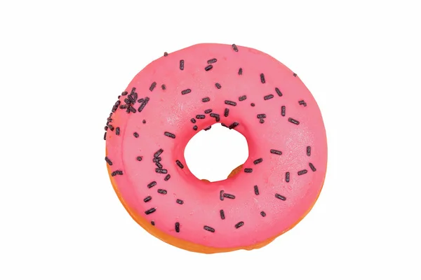 Donut Mit Erdbeergeschmack Isoliert Auf Weiß — Stockfoto