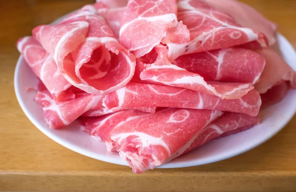 Slide Raw Pork Table — Stock Photo, Image