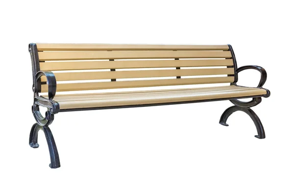 Yellow Park Bench Isolated White Background Clipping Path — ストック写真