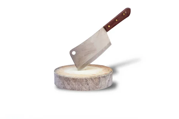 Messer Auf Dem Schneideblock Bestickt — Stockfoto