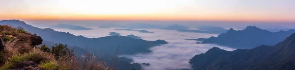 Panorama Scenic Views Mist Doi Samer Dao Atmosphere Morning Doi — Stock Photo, Image