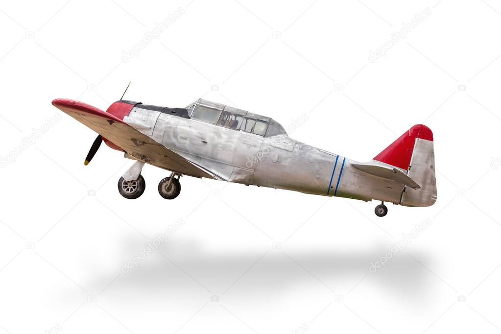 Retro plane struck the ground white.with clipping path