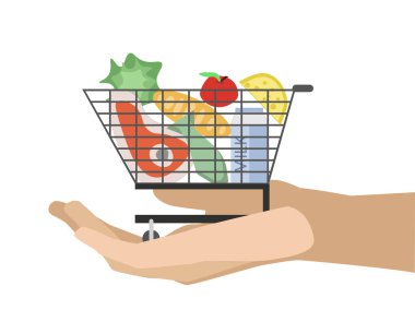 Tüketim malları sepet veya tüketici sepet Pazar sepeti amacı Yani, tüketim malları ve Hizmetleri, fiyatları izlemek için bir örnek mal ve hizmetlerin, tüketici piyasaya sunulan buydu. (Vektör)