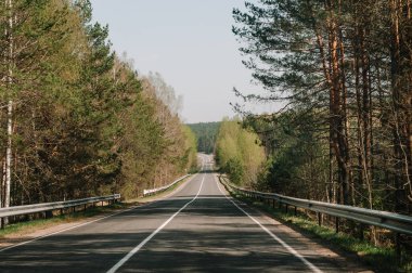 yol tepeye güneşli gün batımında dağ üstünde için ormandaki. 