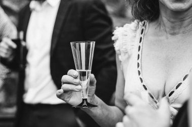 Bir grup arkadaş elinde viski bardaklarıyla