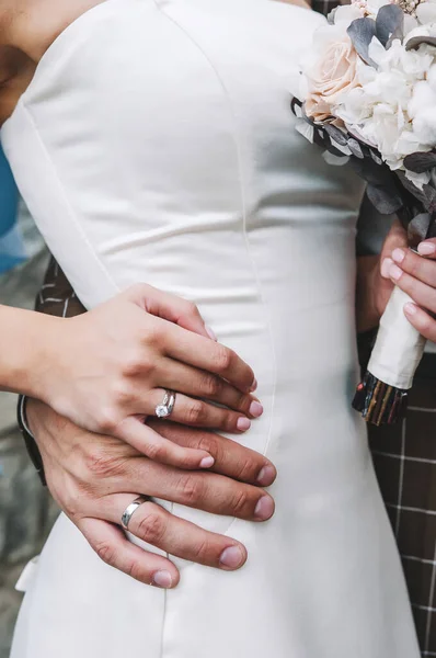 Одягання Кілець Церемонії Одруження Крупним Планом Обручки Церемонія Одруження — стокове фото