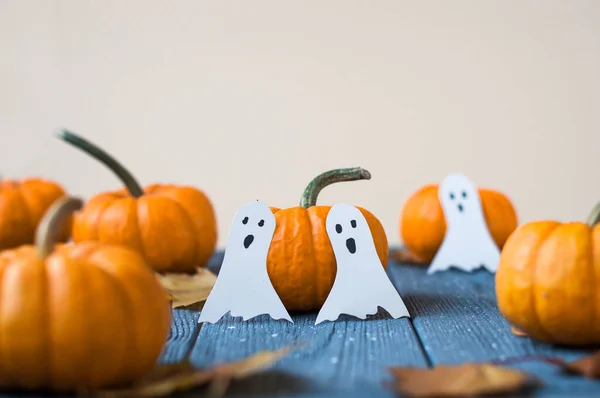 Zucca Halloween Lume Candela Sfondo Bokeh Una Natura Morta Autunnale — Foto Stock