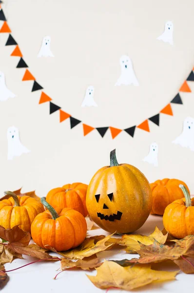 Halloween Glitter Zucca Jack Lanterna Decorazione Con Facce Divertenti — Foto Stock