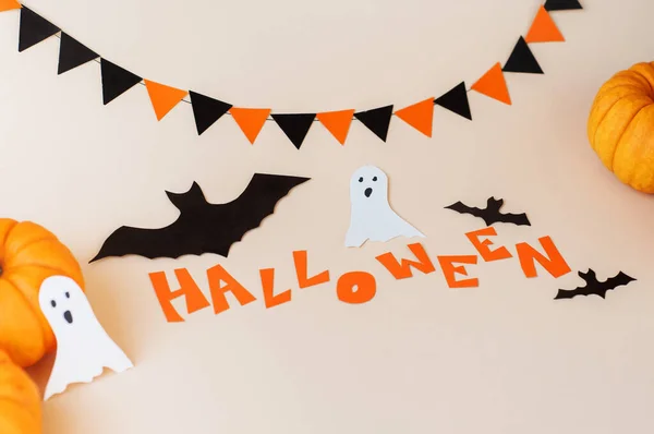 Halloween Decorazione Concetto Pipistrelli Carta Nera Carte Carta Cartone Volare — Foto Stock