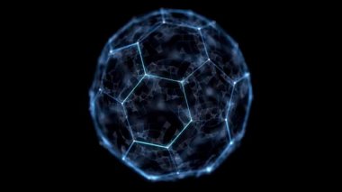 Futbol hareket arka plan. Pleksus görünümlü animasyon desen. Futbol topu projeksiyon.