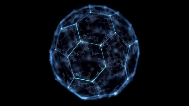 Fotbalové Pohyb Pozadí Plexus Vypadající Animovaný Vzor Fotbalový Míč Projekce — Stock video