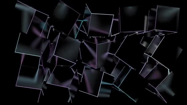 Случайное Вращение Кубиков Освещения Иллюстрация Рендеринг — стоковое видео