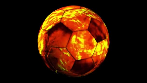 Pallone Calcio Futuristico Con Bagliore Magma Animazione Loop Sfondo Calcistico — Video Stock