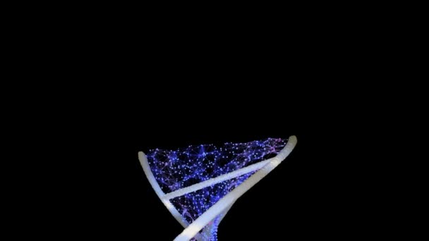 Rotation Dna Helix Digital Molecule Model Plexus Filling Space Scientific — Stock Video