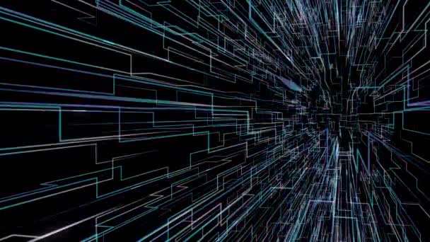 Líneas Vuelo Rápido Partículas Movimiento Rectangular Espacio Tridimensional Movimiento Paralelo — Vídeos de Stock