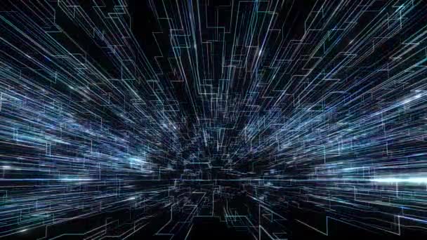 Linhas Voo Rápido Partículas Movimento Retangular Espaço Tridimensional Movimento Paralelo — Vídeo de Stock