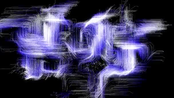 快速的飞行线和粒子 三维空间中的矩形运动 线和点的平行和垂直运动形成网络结构 循环动画 — 图库视频影像