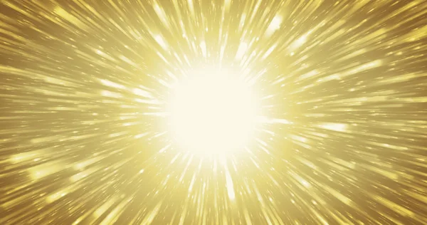 Flygande Gyllene Sol Partiklar Gnistrande Ljust Futuristisk Visualisering Partiklarna Rörelse — Stockfoto