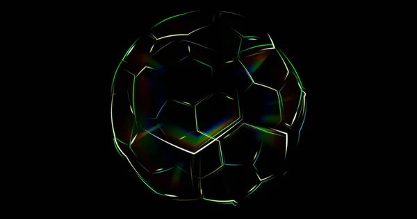 Çizgiler ve parçacıklar fütüristik futbol topu. Futbol soyut ağ arka plan. 3B hacim projeksiyon.