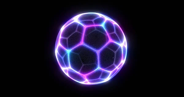 Çizgiler ve parçacıklar fütüristik futbol topu. Futbol soyut ağ arka plan. 3B hacim projeksiyon.