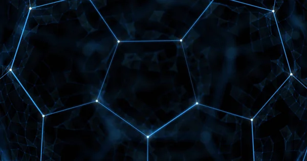 Çizgiler ve parçacıklar fütüristik futbol topu. Futbol soyut ağ arka plan. 3B hacim projeksiyon.