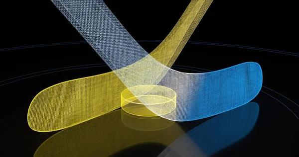 Holografik hokey geçmişi. Soyut spor görüntüsü. Hokey ağ yapısı. Dijital bilgisayar görüntüsü. Üretken resim. 3d illüstrasyon, 3d render