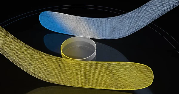 Holografik hokey geçmişi. Soyut spor görüntüsü. Hokey ağ yapısı. Dijital bilgisayar görüntüsü. Üretken resim. 3d illüstrasyon, 3d render