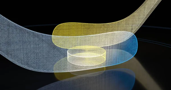 Holografik hokey geçmişi. Soyut spor görüntüsü. Hokey ağ yapısı. Dijital bilgisayar görüntüsü. Üretken resim. 3d illüstrasyon, 3d render